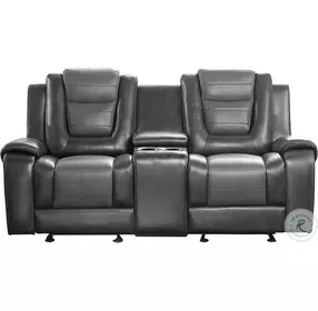Briscoe Light And Dark Gray Double Glider Reclining Loveseat With Center Console