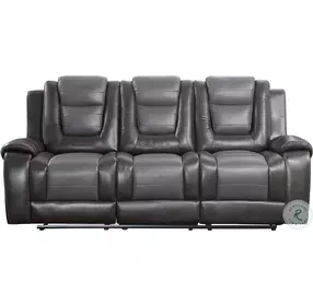 Briscoe Light And Dark Gray Double Reclining Sofa With Drop Down Cup Holders