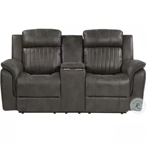 Centeroak Gray Double Reclining Console Loveseat