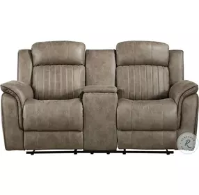 Centeroak Sandy Brown Double Reclining Loveseat With Center Console