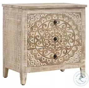 Mariska White Distressed 3 Drawer Accent Cabinet