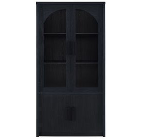 Riva Black 4 Door Accent Cabinet with LED Light