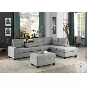 Maston Gray 3 Piece Reversible Sectional with Ottoman