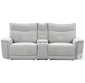 Tesoro Mist Gray Power Reclining Console Loveseat with Power Headrests and USB ports