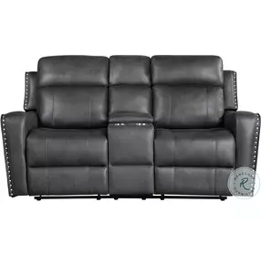 Kellen Dark Gray Double 72" Reclining Loveseat with Center Console