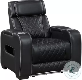 Fairway Black Power Recliner with LED Lighting
