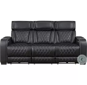 Fairway Black Double Power Reclining Sofa