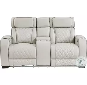 Fairway Taupe Double Power Reclining Console Loveseat with Power Headrest