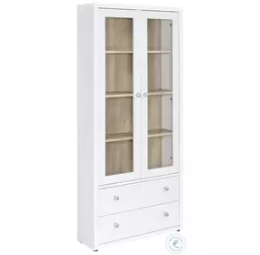 Hawthorne White 4 Shelf Glass Door Tall Cabinet