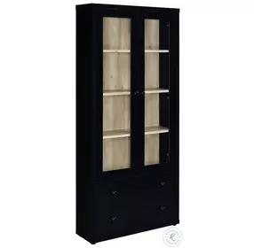 Hawthorne Black 4 Shelf Glass Door Tall Cabinet