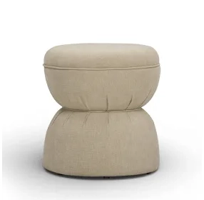 Tomlin Tan Performance Fabric Upholstered Round Ottoman