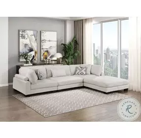 Tinley Beige 4 Piece L Shape Modular Sectional with Ottoman
