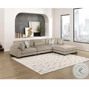 Tinley Brown 4 Piece L Shape Modular Sectional with Ottoman