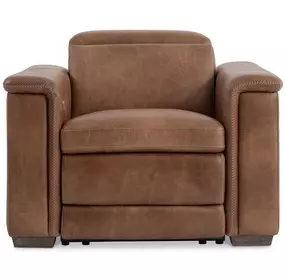 Lioni Brown Upholstered Power Motion Chair with USB Charging