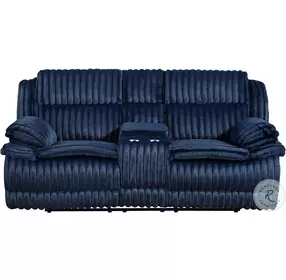 Goodland Blue Double Reclining Loveseat with Center Console