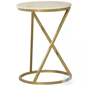 Malthe White And Antique Gold Accent Table