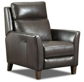 Fairchild Chocolate Leather Swivel Glider Power Recliner with USB Charging