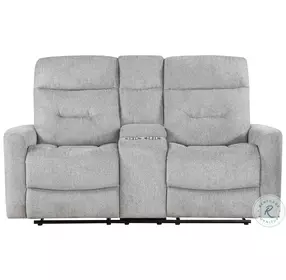 Lyndon Gray Double Reclining Console Loveseat