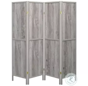961415 Gray Driftwood 4 Panel Folding Screen