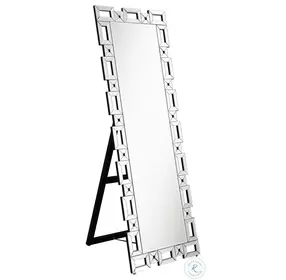 Tavin Silver Geometric Frame Cheval Mirror