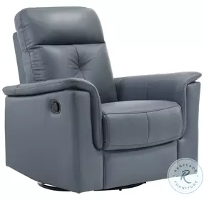 Bristow Blue Gray Leather Match Recliner