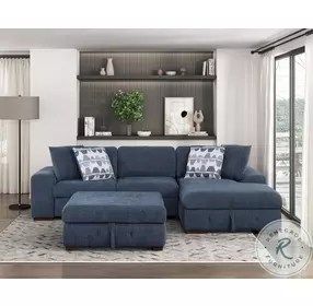 Raife Blue RAF Sectional with Ottoman