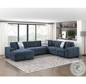 Raife Blue U Shape Sectional with LAF Chaise