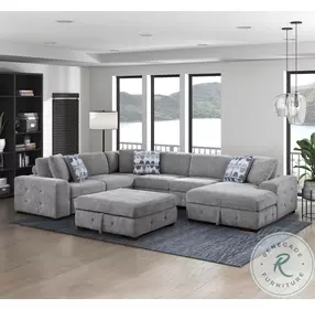Raife Gray 5 Piece Sectional with Ottoman