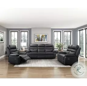 Hancock Black Double Reclining Living Room Set