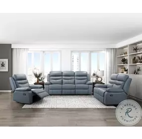 Hancock Blue Double Reclining Living Room Set