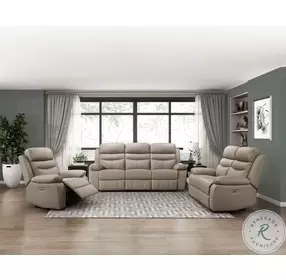 Hancock Latte Double Power Reclining Living Room Set