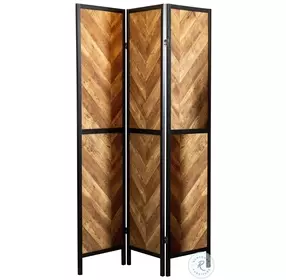 Marlene Rustic Tobacco And Black 3 Panel Screen