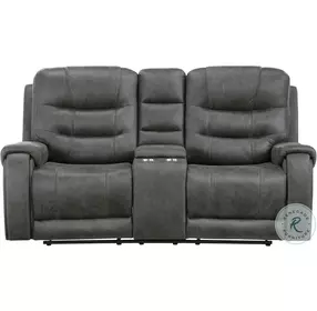 Oberon Dark Gray Double 77" Reclining Loveseat with Center Console