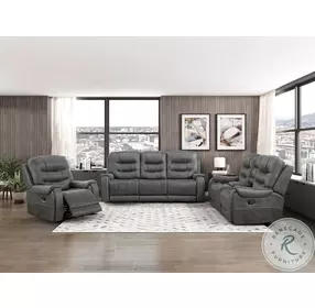 Oberon Dark Gray Double Reclining Living Room Set