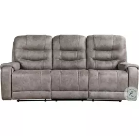 Oberon Grayish Brown 87" Double Reclining Sofa