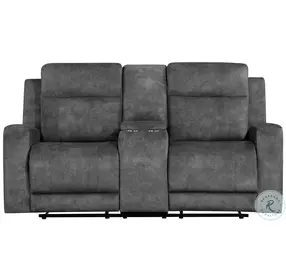 Yates Brownish Gray Double 71" Reclining Console Loveseat