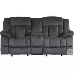 Laurelton Charcoal Double Glider Reclining Console Loveseat