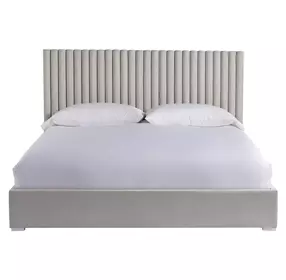 Evermont Beige Performance Fabric Upholstered Queen Decker Panel Bed