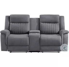 Dean Gray Double Reclining Loveseat with Center Console