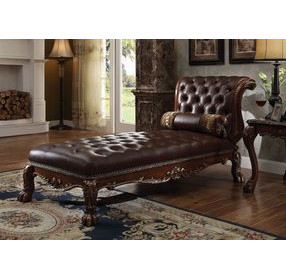 Dresden Cherry Oak 82" Chaise with Pillow and Nailhead Trim