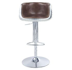 Brancaster Vintage Brown Leather Upholstered Swivel Adjustable Counter Height Stool