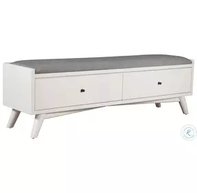 Flynn White and Gray 2 Drawer Bench