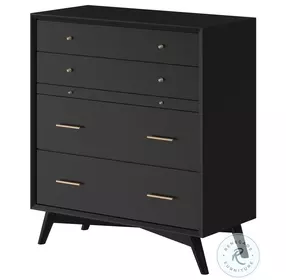 Flynn Black 4 Drawer Chest With Pull Out Tray