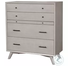 Flynn Gray 4 Drawer Chest With Pull Out Tray