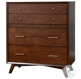 Flynn Walnut 4 Drawer Chest With Pull Out Tray