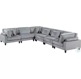 Robstown Gray 6 Piece L Shape Modular Sectional