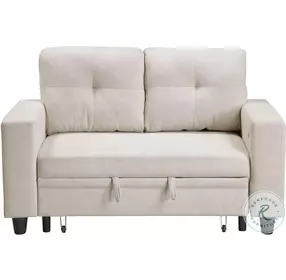 Ansley Beige Loveseat with Pull Out Bed