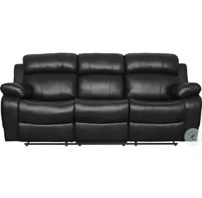 Marille Black Double Reclining Sofa with Center Drop-Down Cup Holders