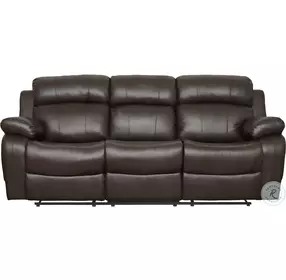 Marille Brown Double Reclining Sofa with Center Drop-Down