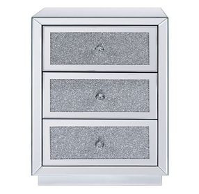 Noralie Silver and Gray Rectangular Night Table with 3 Drawers